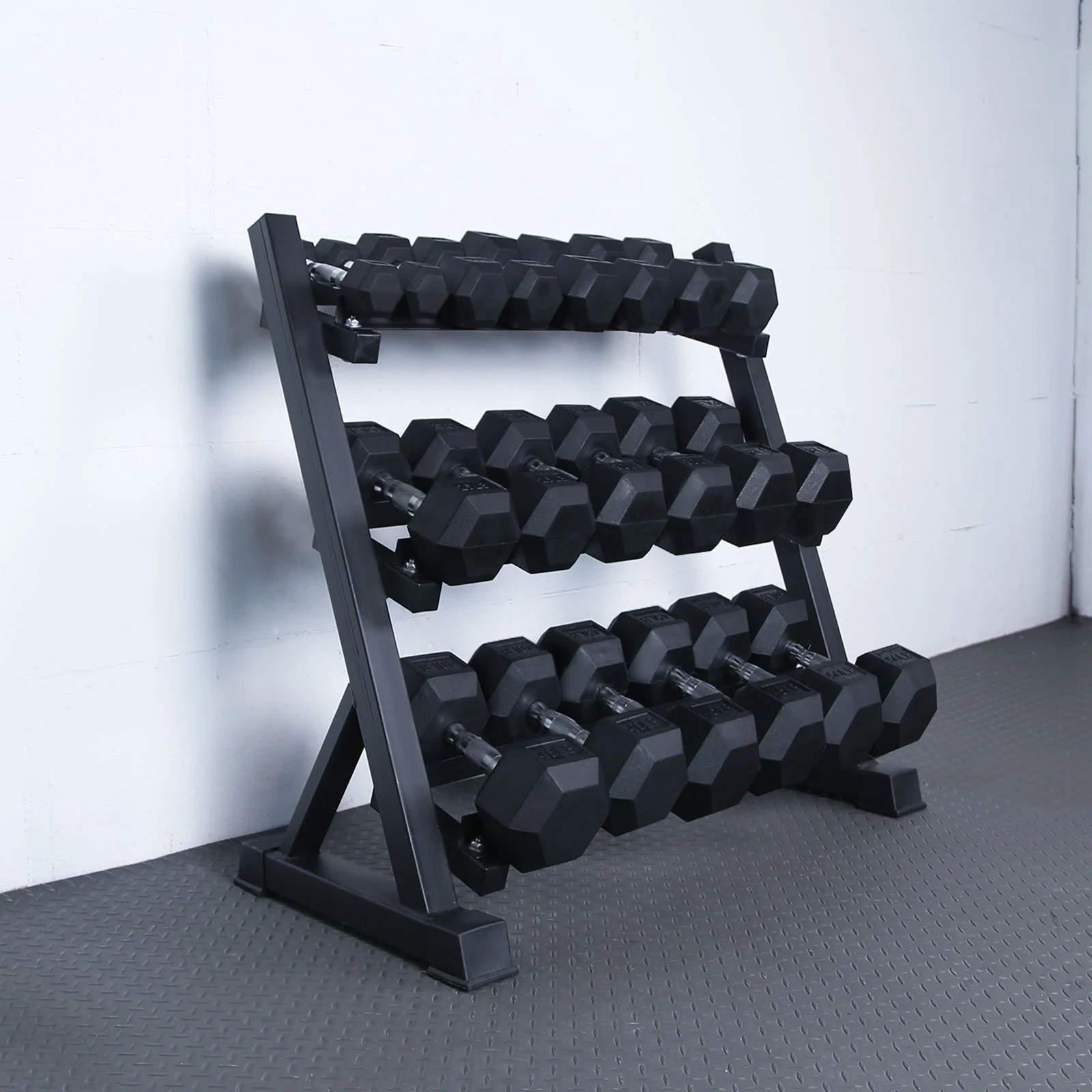 RitFit Rubber Hex Dumbbell Set with Rack - Image 6