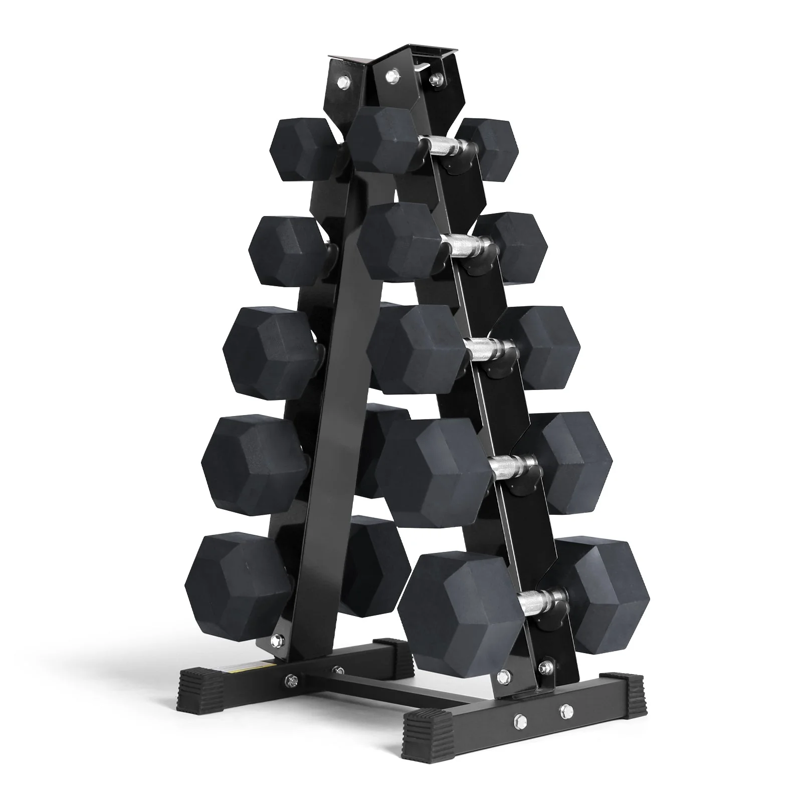RitFit Rubber Hex Dumbbells Set with Rack 60LB-300LB - Image 14