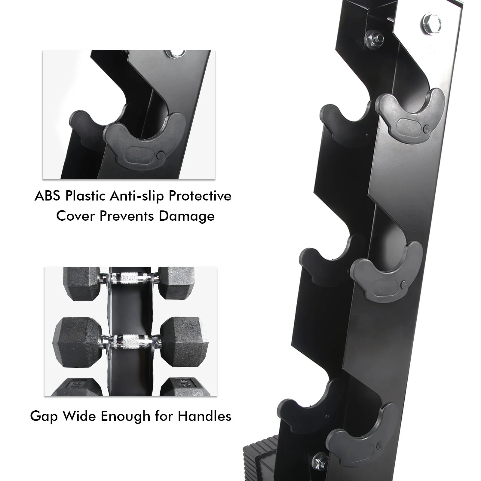 RitFit Rubber Hex Dumbbells Set with Rack 60LB-300LB - Image 4