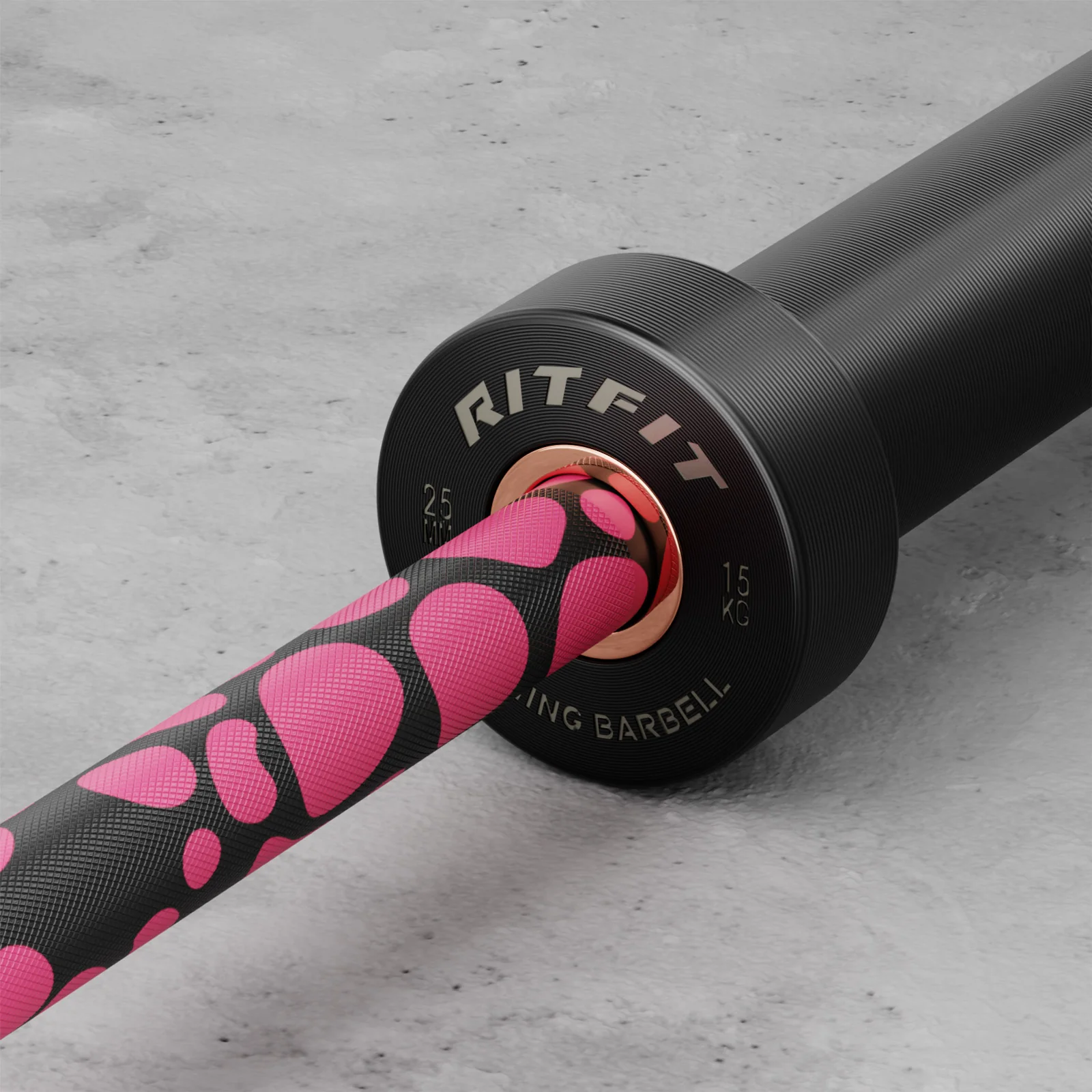RitFit 15kg Pink Leopard Olympic Training Barbell - Image 7