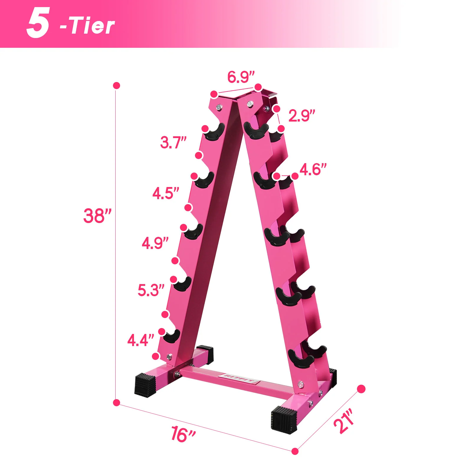 RitFit A-Frame Dumbbell Storage Rack Stand 5 Pairs - Image 4