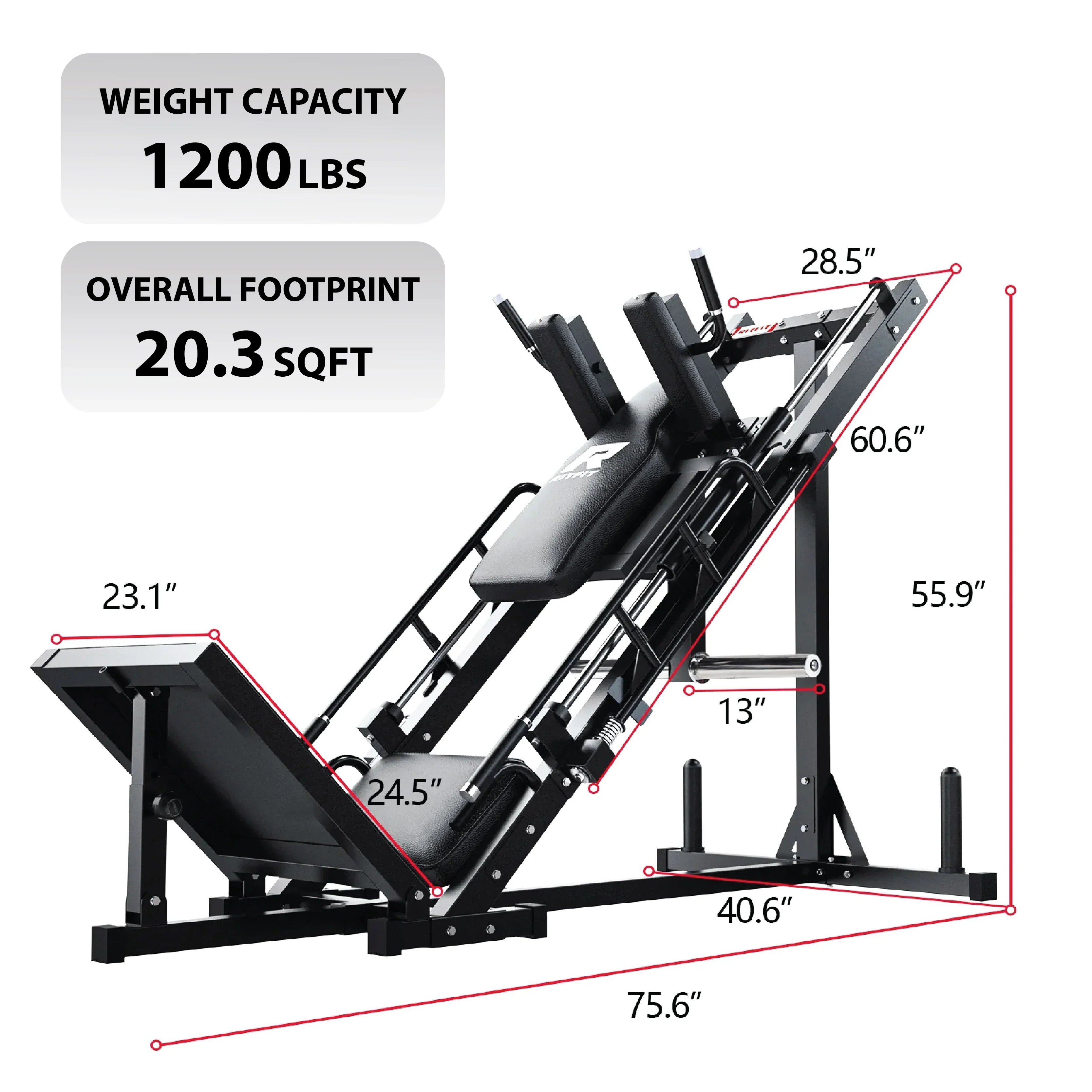 RitFit BLP01 Full Leg Workout Package 3-In-1 Leg Press, Hack Squat, and Calf Raise Set - Image 3