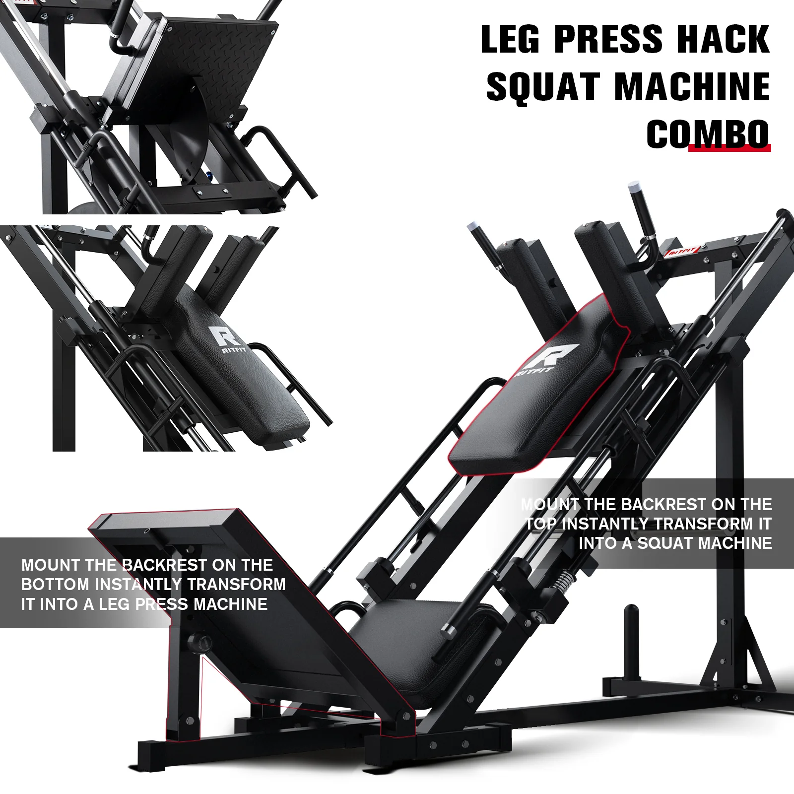 RitFit BLP01 Full Leg Workout Package 3-In-1 Leg Press, Hack Squat, and Calf Raise Set - Image 4