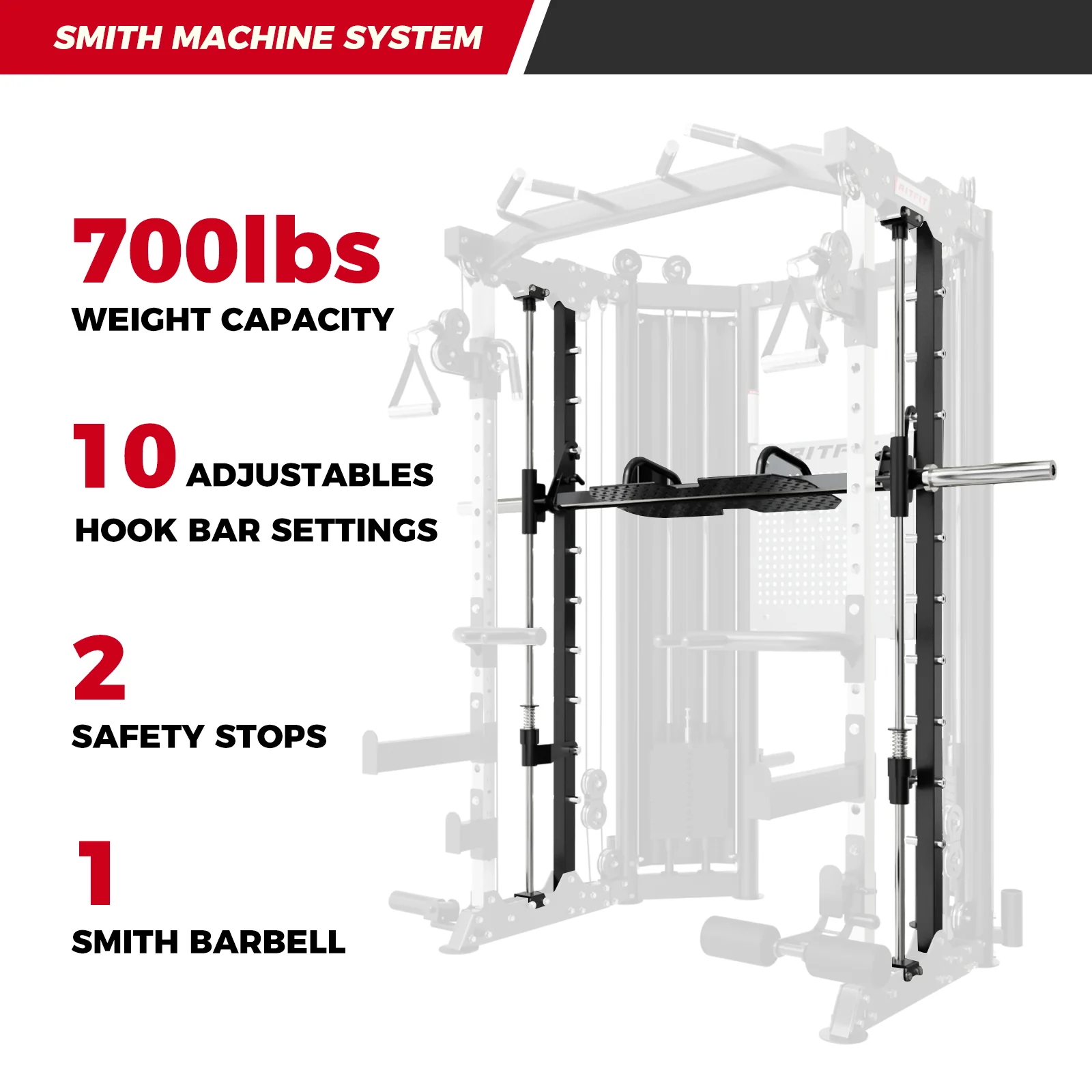 RitFit BPC06 All-In-One Smith Machine Home Gym Package - Image 7