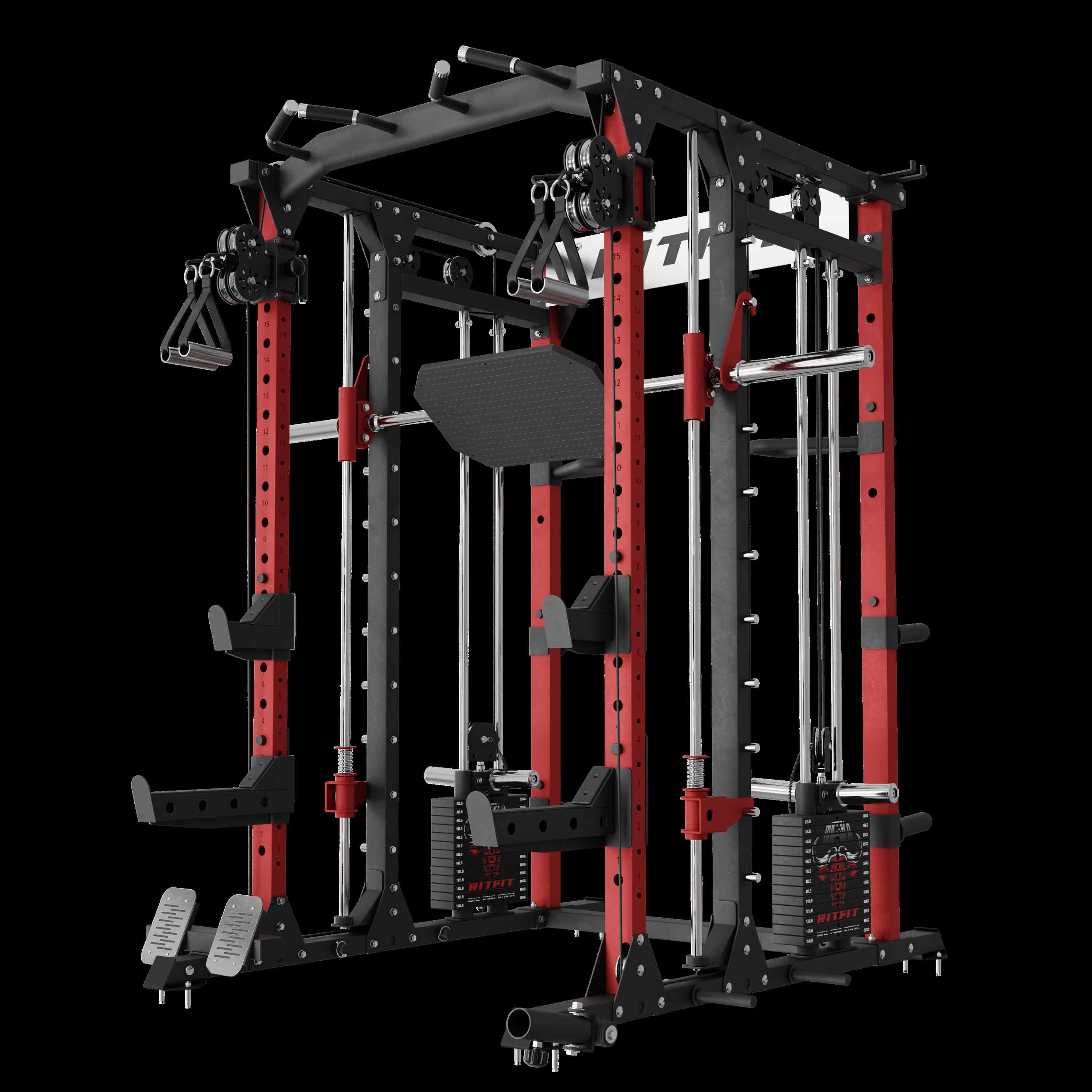 RitFit BUFFALO Multifunctional Smith Machine with Lat Pull Down and Cable Crossover for Versatile Strength Training - Image 12