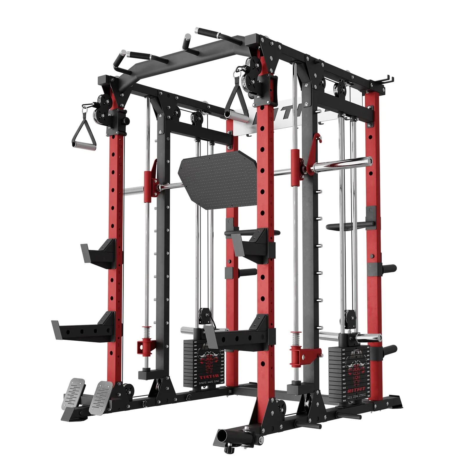 RitFit BUFFALO Multifunctional Smith Machine with Lat Pull Down and Cable Crossover for Versatile Strength Training - Image 14