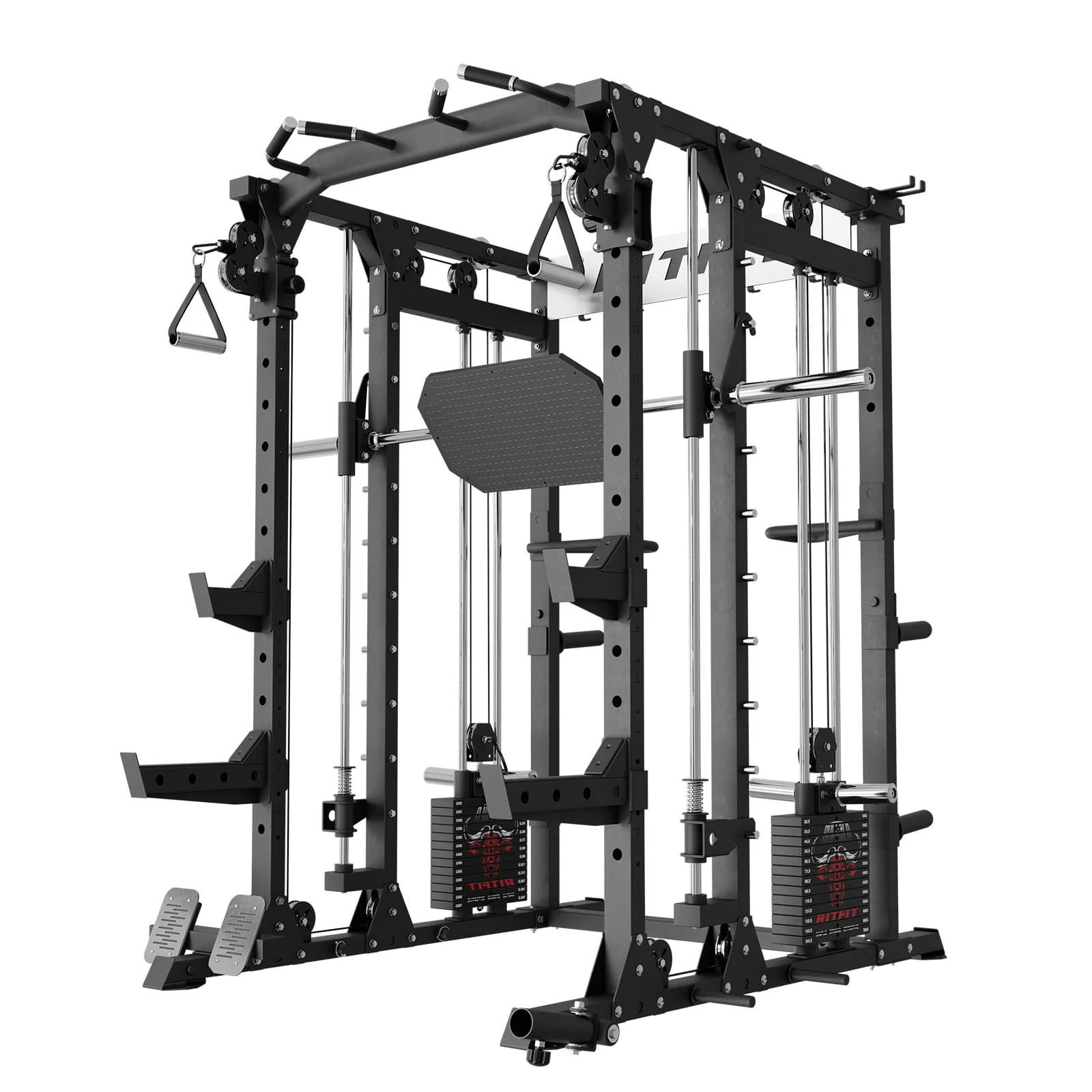 RitFit BUFFALO Multifunctional Smith Machine with Lat Pull Down and Cable Crossover for Versatile Strength Training - Image 15