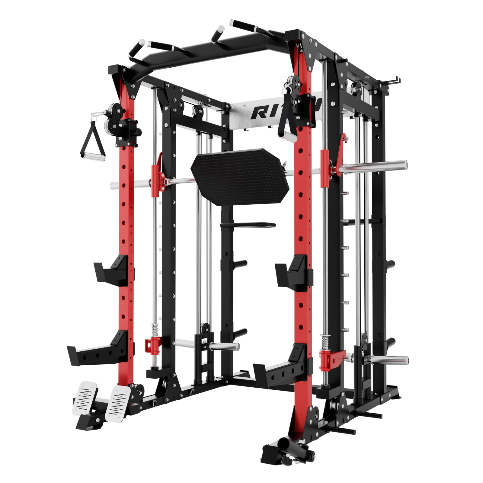 RitFit BUFFALO Multifunctional Smith Machine with Lat Pull Down and Cable Crossover for Versatile Strength Training - Image 3