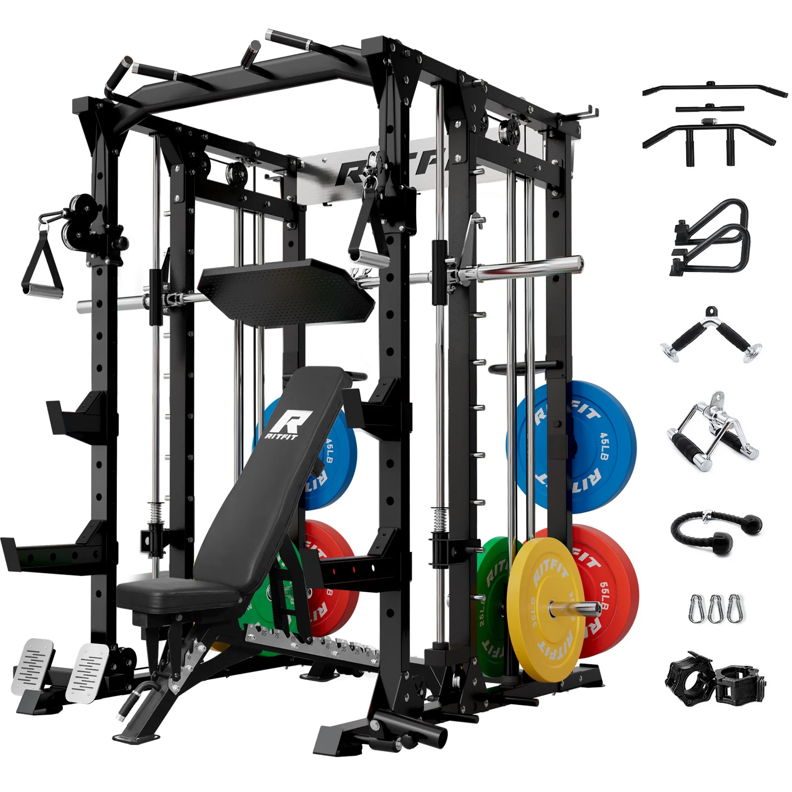 RitFit BUFFALO Smith Machine Home Gym Package with Lat Pull Down and Cable Crossover - Image 11