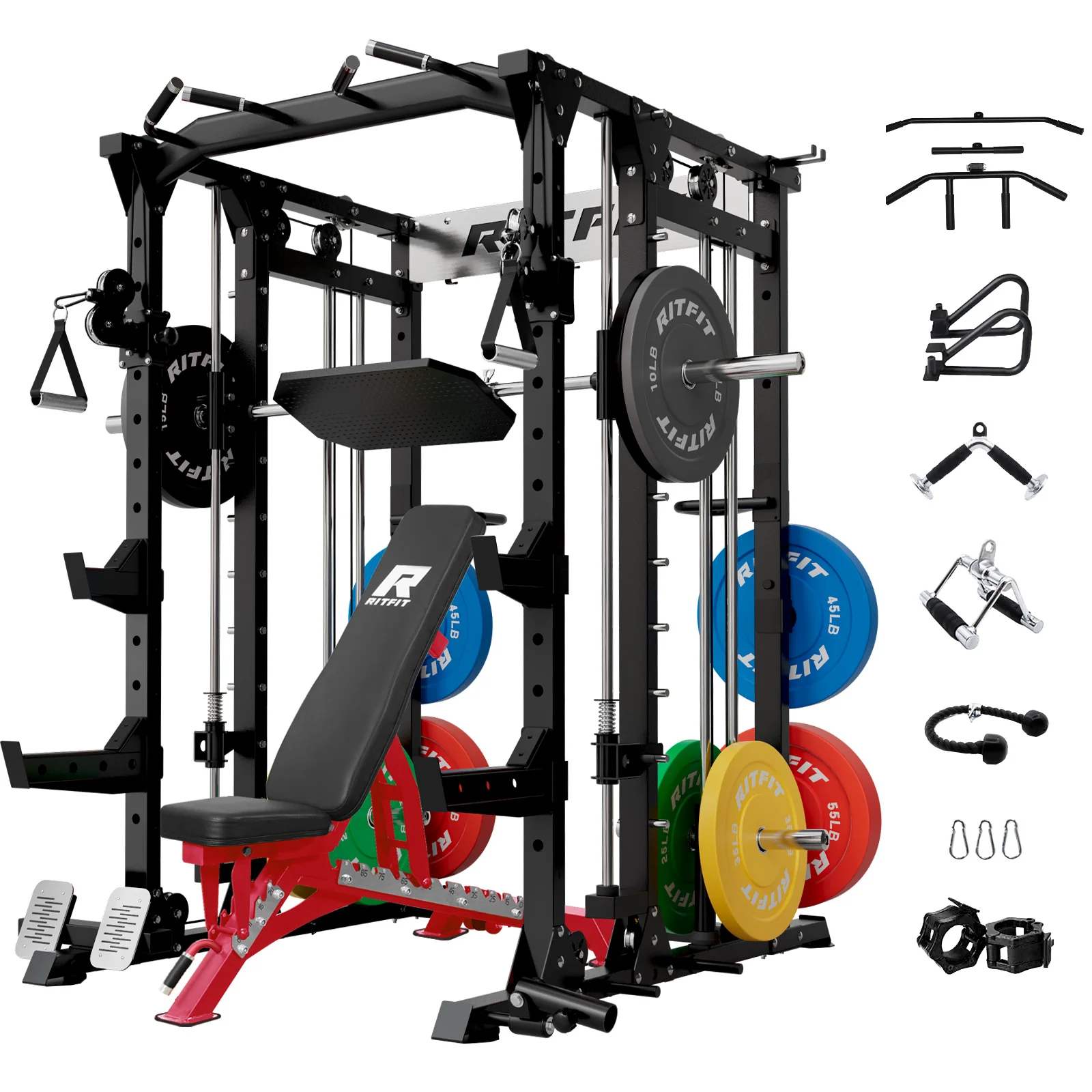 RitFit BUFFALO Smith Machine Home Gym Package with Lat Pull Down and Cable Crossover - Image 12
