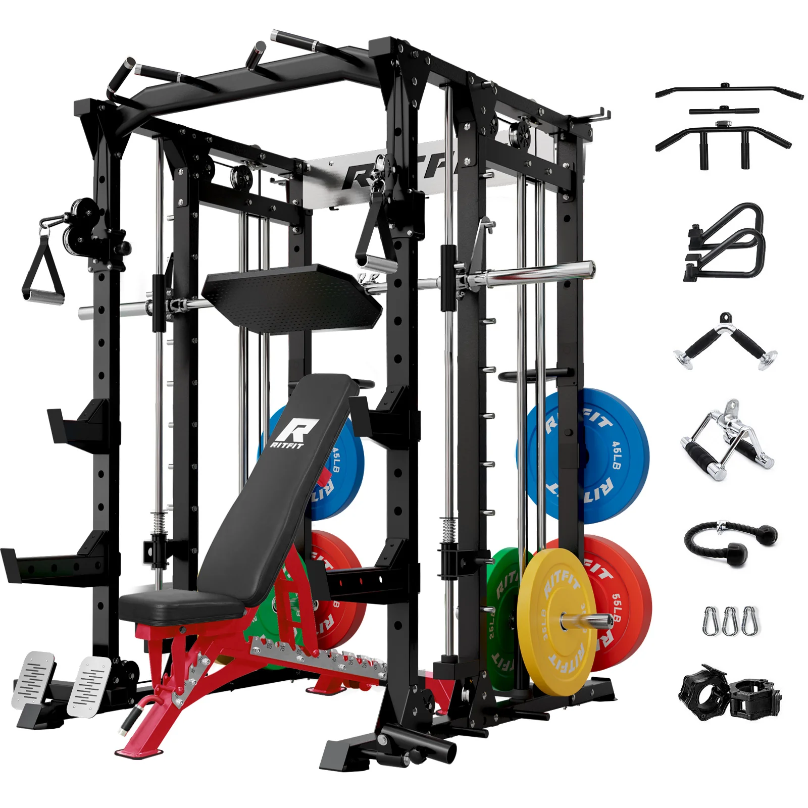 RitFit BUFFALO Smith Machine Home Gym Package with Lat Pull Down and Cable Crossover - Image 14