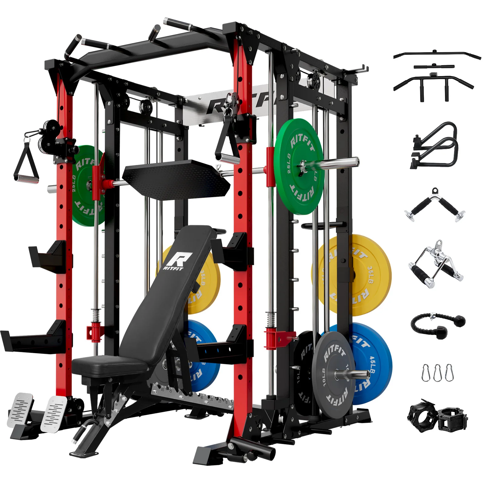RitFit BUFFALO Smith Machine Home Gym Package with Lat Pull Down and Cable Crossover - Image 19