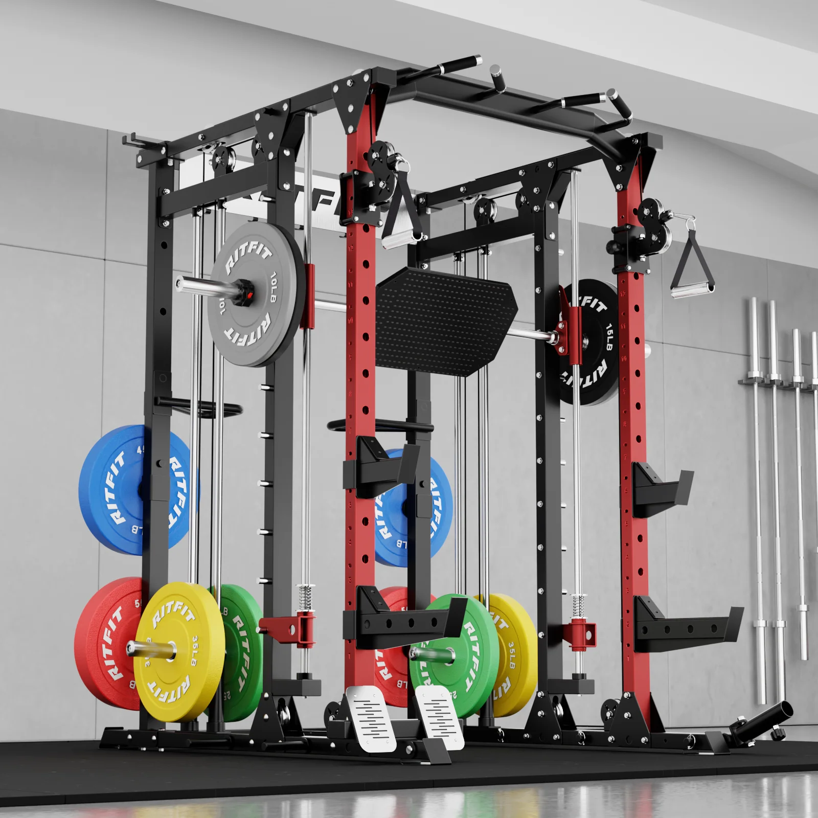 RitFit BUFFALO Multifunctional Smith Machine with Lat Pull Down and Cable Crossover for Versatile Strength Training - Image 10