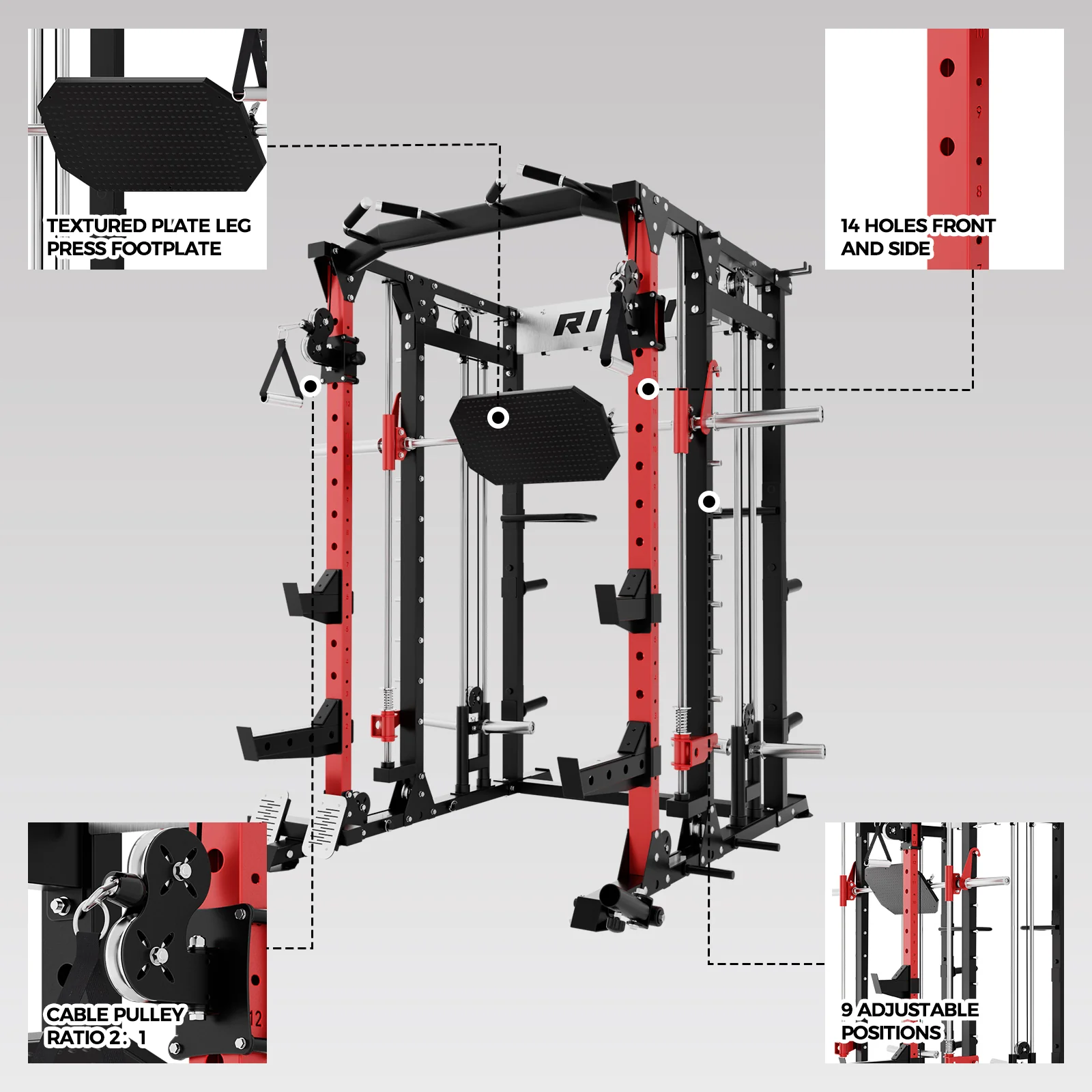 RitFit BUFFALO Smith Machine Home Gym Package with Lat Pull Down and Cable Crossover - Image 7