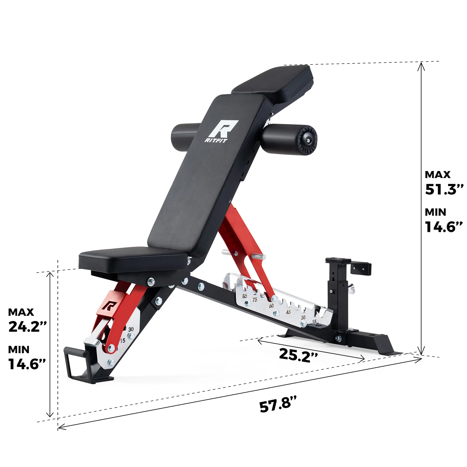 RitFit GATOR 1600LB Adjustable Weight Bench - Image 4