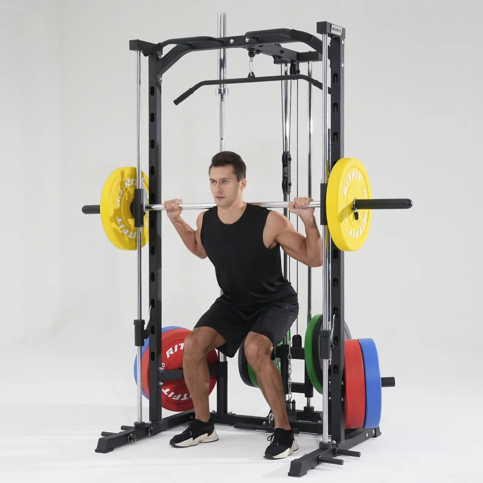 RitFit PSR05 2.0 Multifunctional Smith Machine Power Rack with LAT-Pull Down System - Image 12