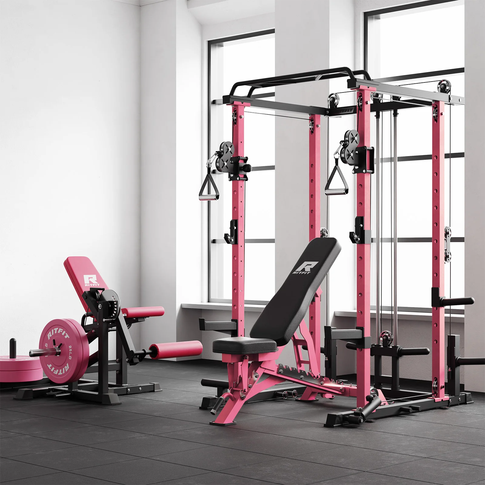 RitFit P3 Pink Power Cage 1200lbs Home Gym Package - Image 10