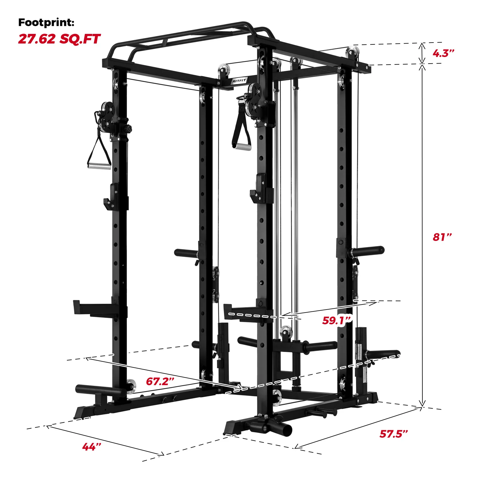 RitFit P3 Power Cage 1200lbs Home Gym Package - Image 10