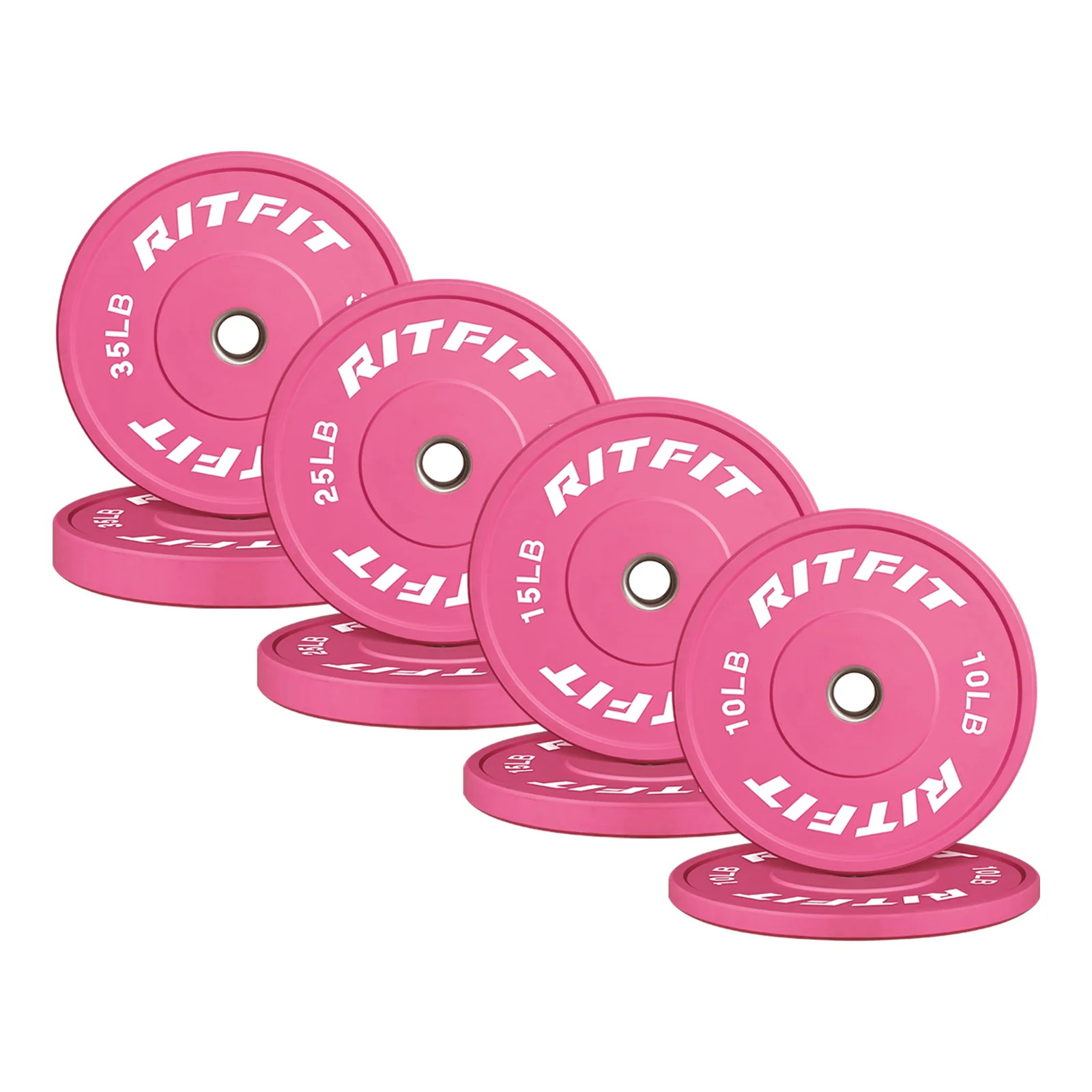 RitFit Pink Olympic Bumper Weight Plates - 2-Inch - Image 10