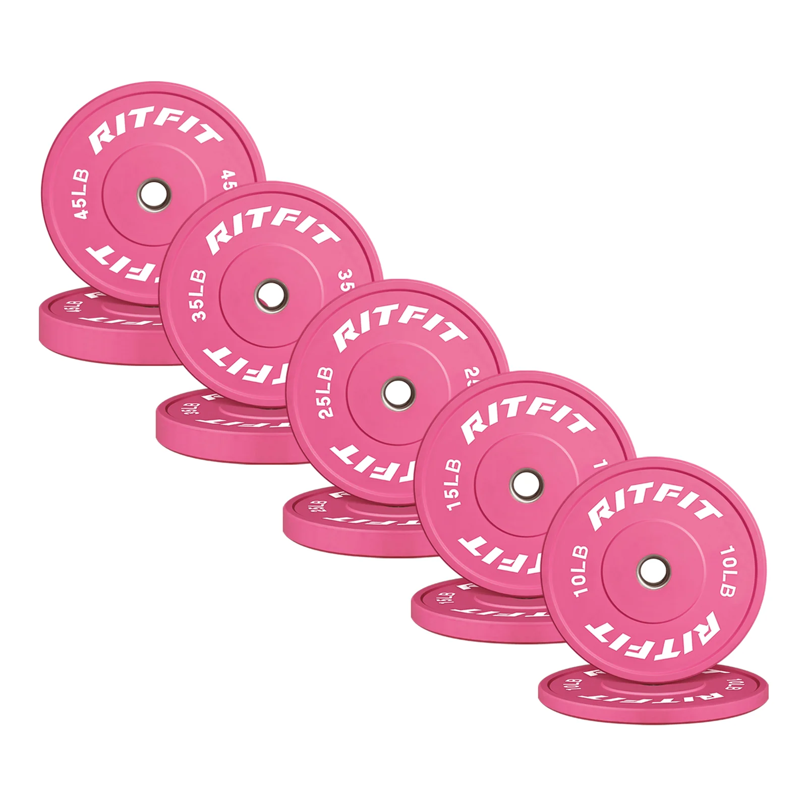 RitFit Pink Olympic Bumper Weight Plates - 2-Inch - Image 11