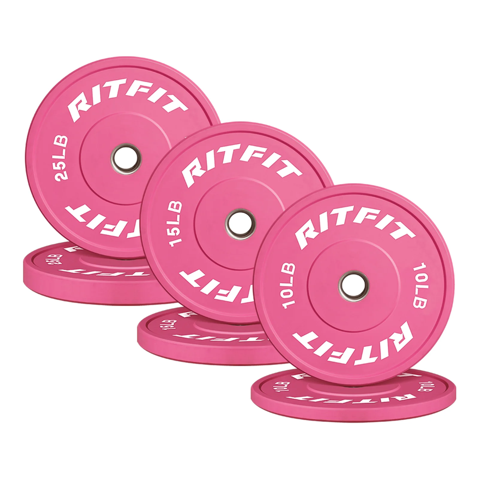 RitFit Pink Olympic Bumper Weight Plates - 2-Inch - Image 9