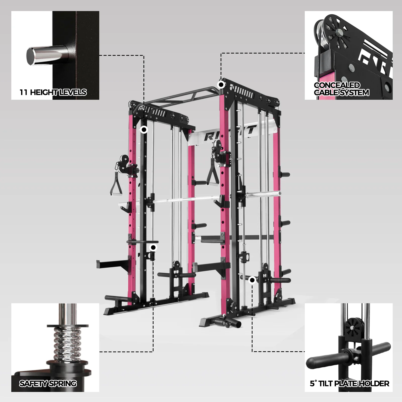 RitFit Pink M1 PRO Multi-Functional Smith Machine Home Gym Package - Image 11