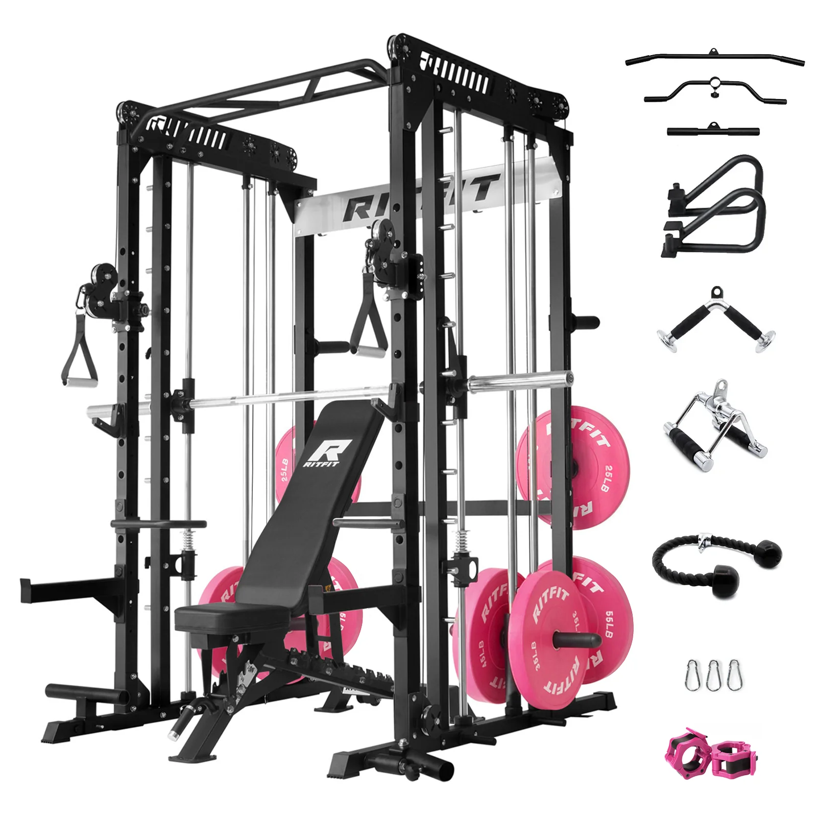 RitFit Pink M1 PRO Multi-Functional Smith Machine Home Gym Package - Image 14