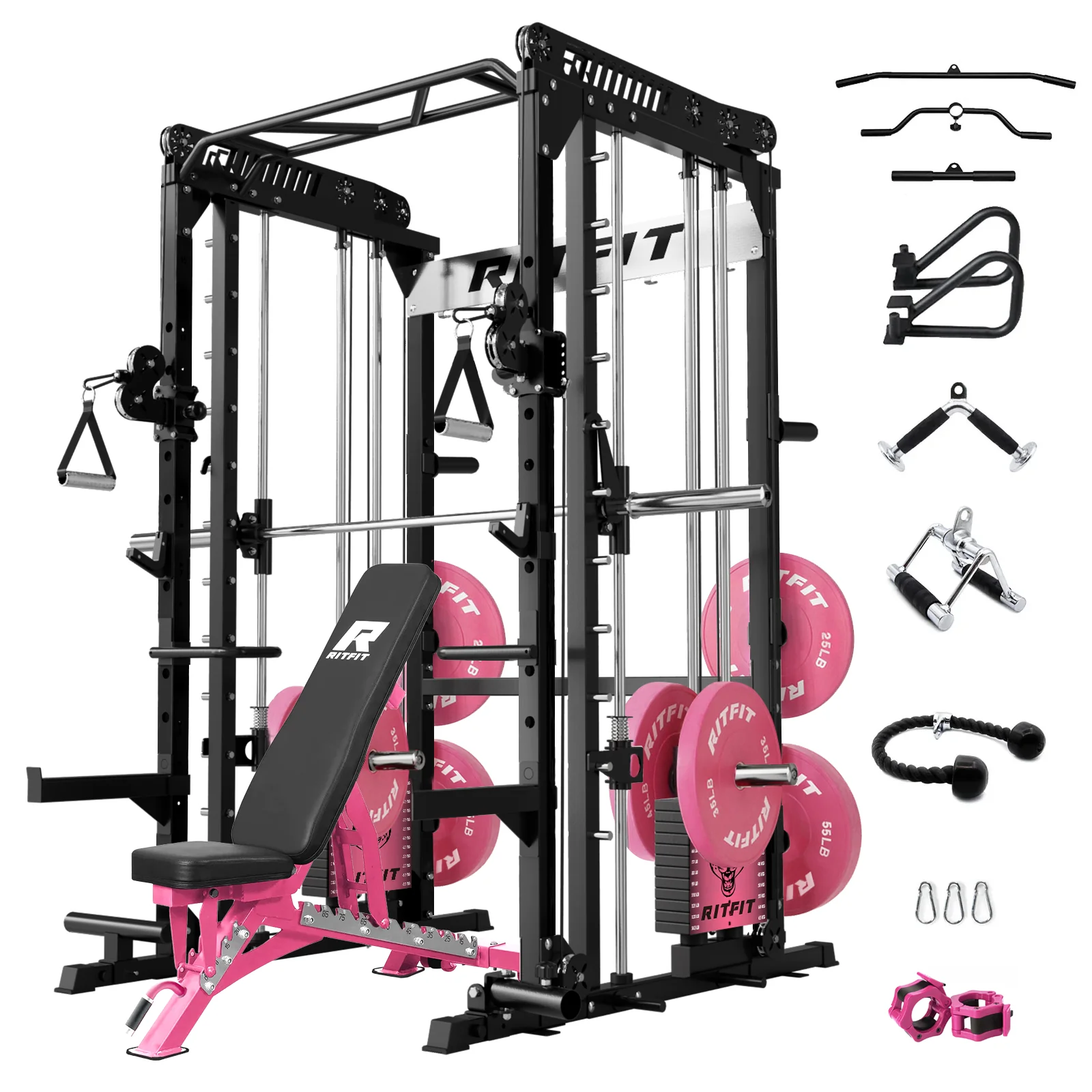 RitFit Pink M1 PRO Multi-Functional Smith Machine Home Gym Package - Image 18