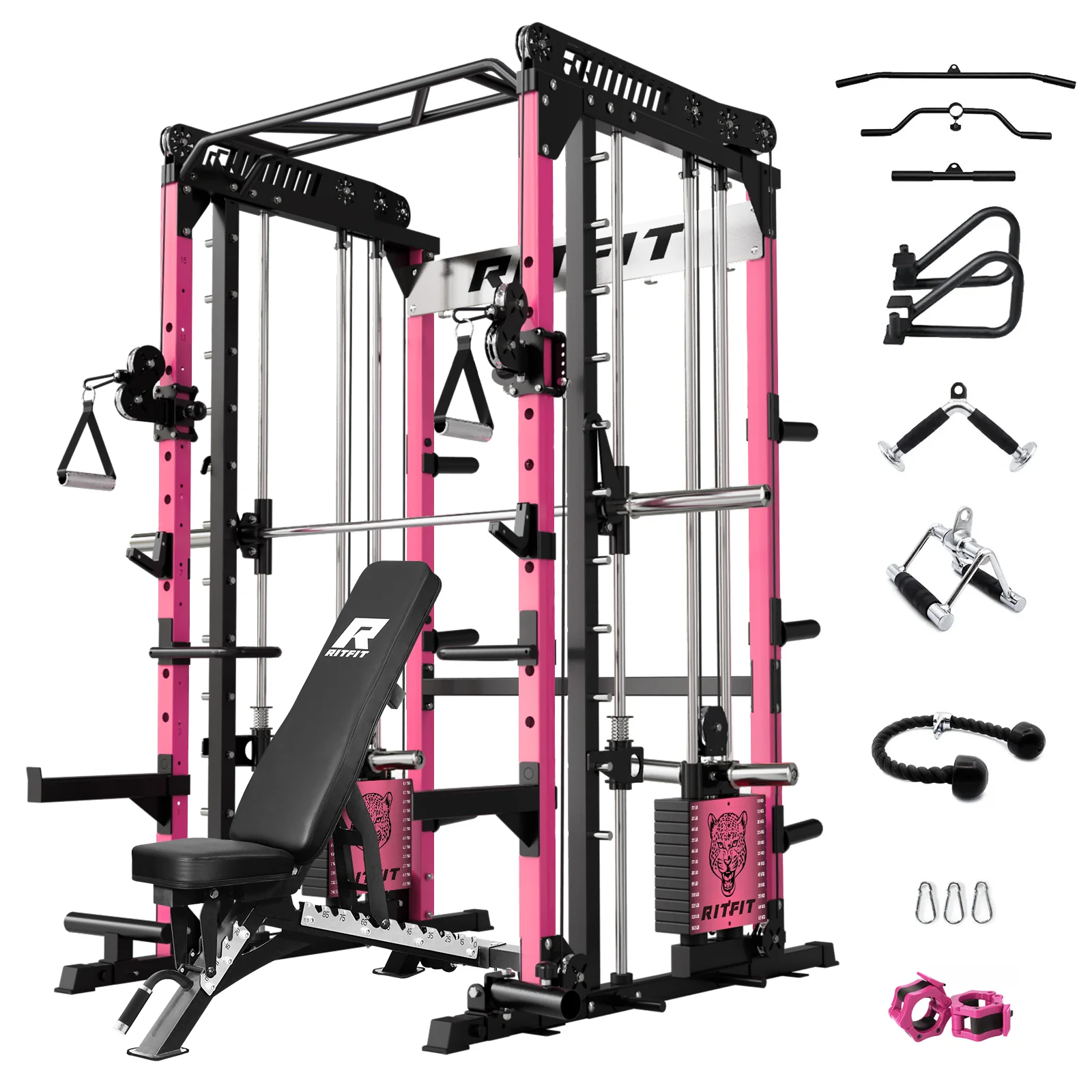 RitFit Pink M1 PRO Multi-Functional Smith Machine Home Gym Package - Image 19