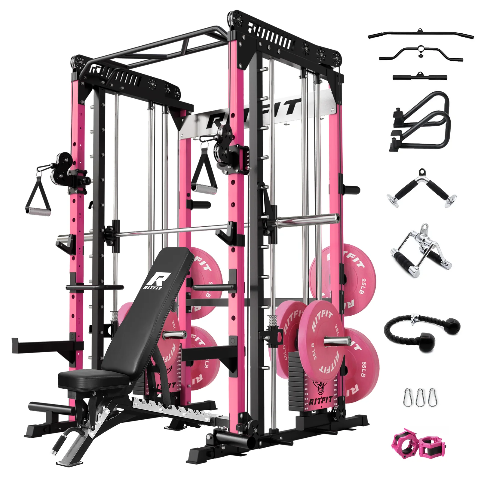 RitFit Pink M1 PRO Multi-Functional Smith Machine Home Gym Package - Image 20
