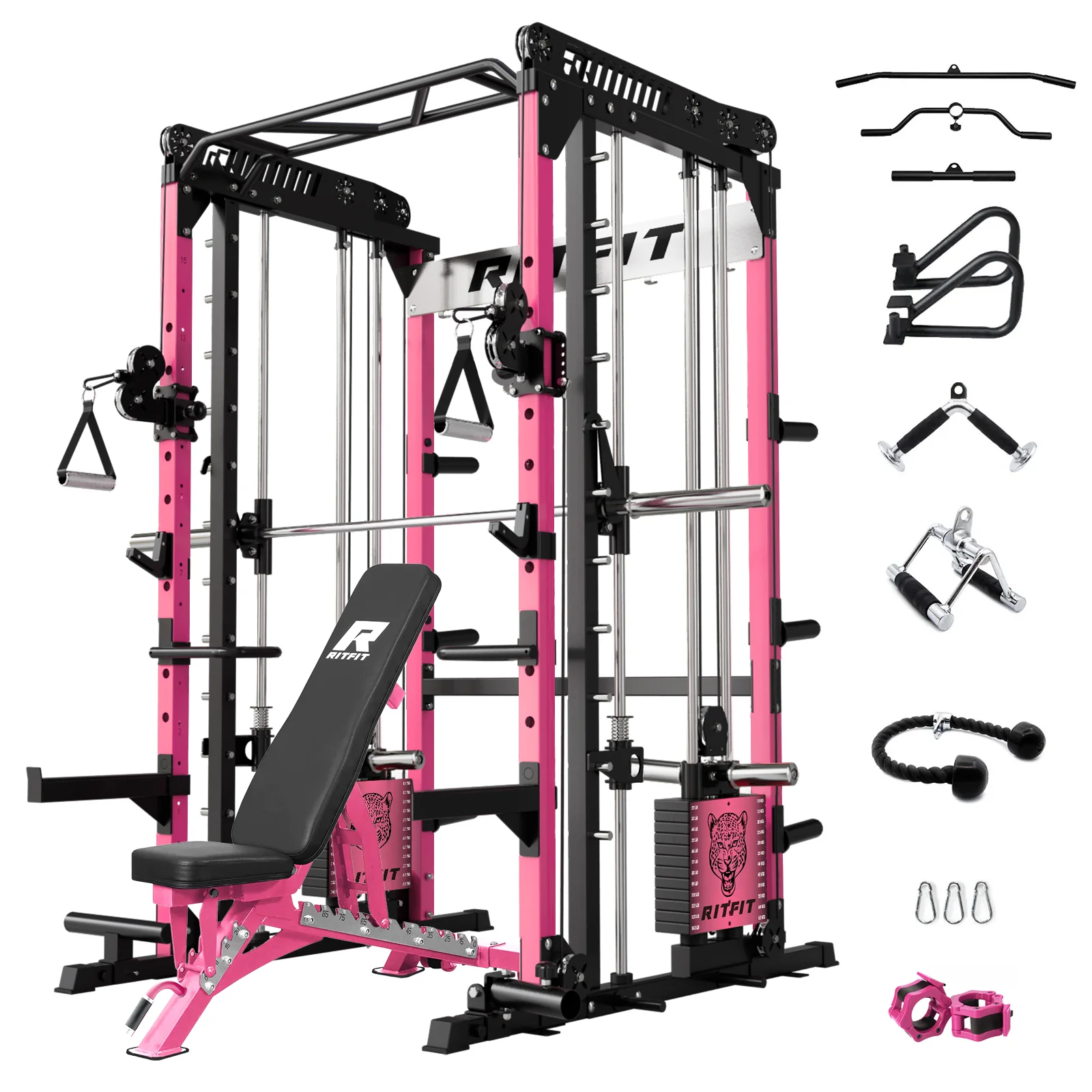 RitFit Pink M1 PRO Multi-Functional Smith Machine Home Gym Package - Image 22