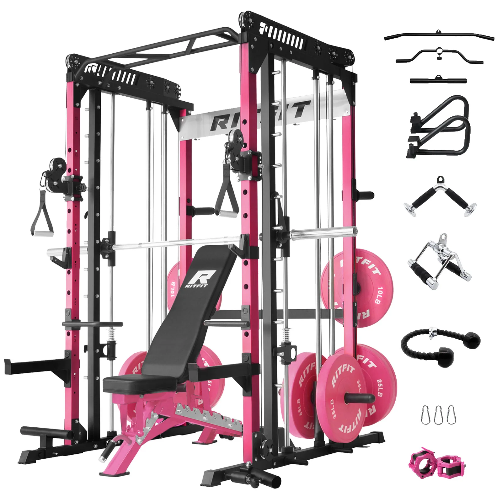 RitFit Pink M1 PRO Multi-Functional Smith Machine Home Gym Package - Image 24