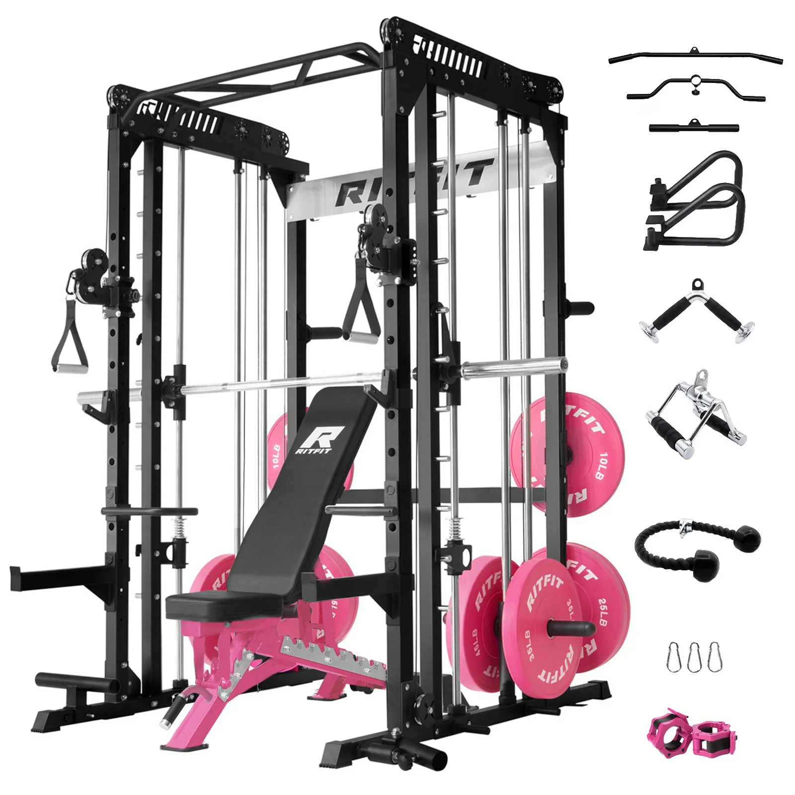 RitFit Pink M1 PRO Multi-Functional Smith Machine Home Gym Package - Image 28