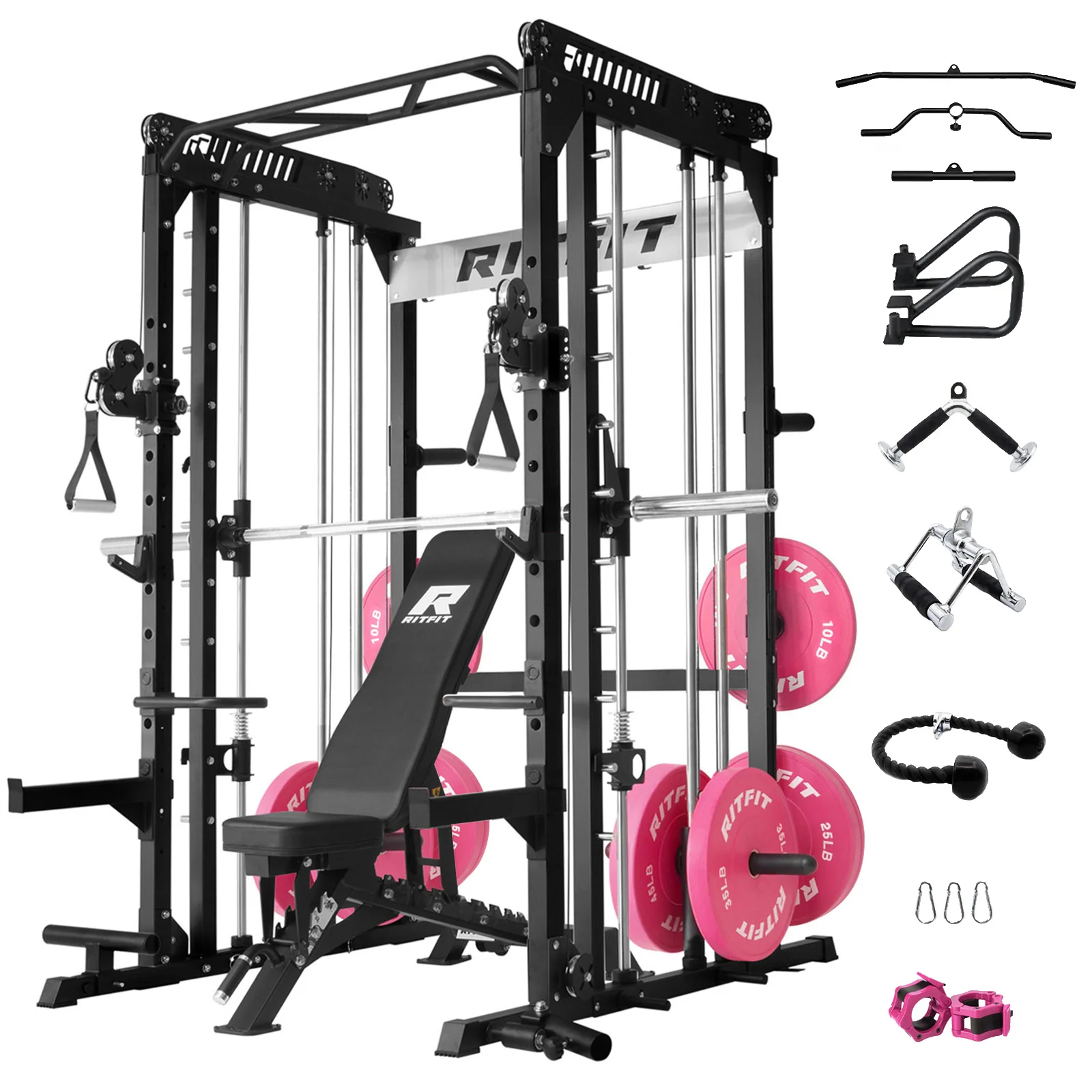RitFit Pink M1 PRO Multi-Functional Smith Machine Home Gym Package - Image 29