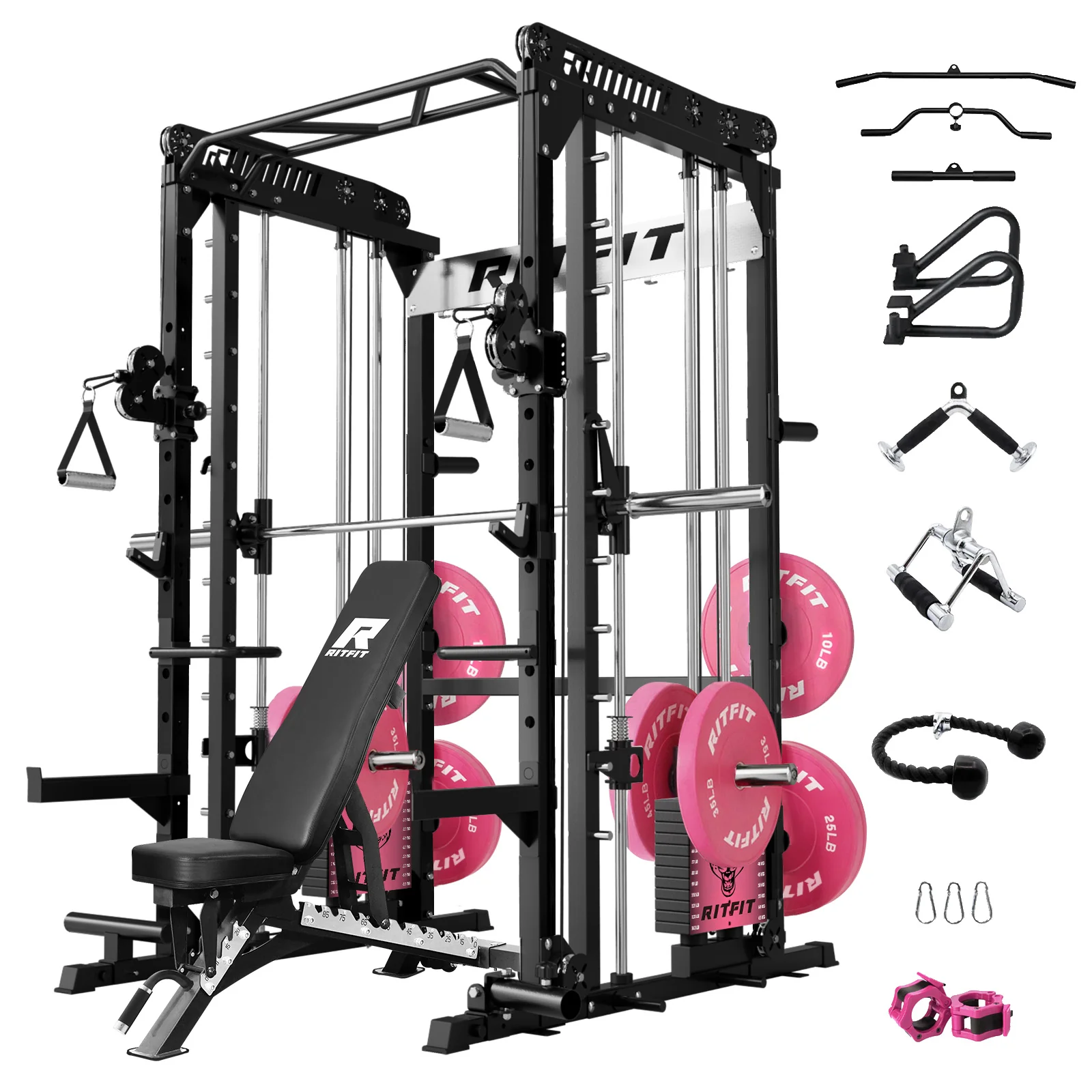 RitFit Pink M1 PRO Multi-Functional Smith Machine Home Gym Package - Image 31
