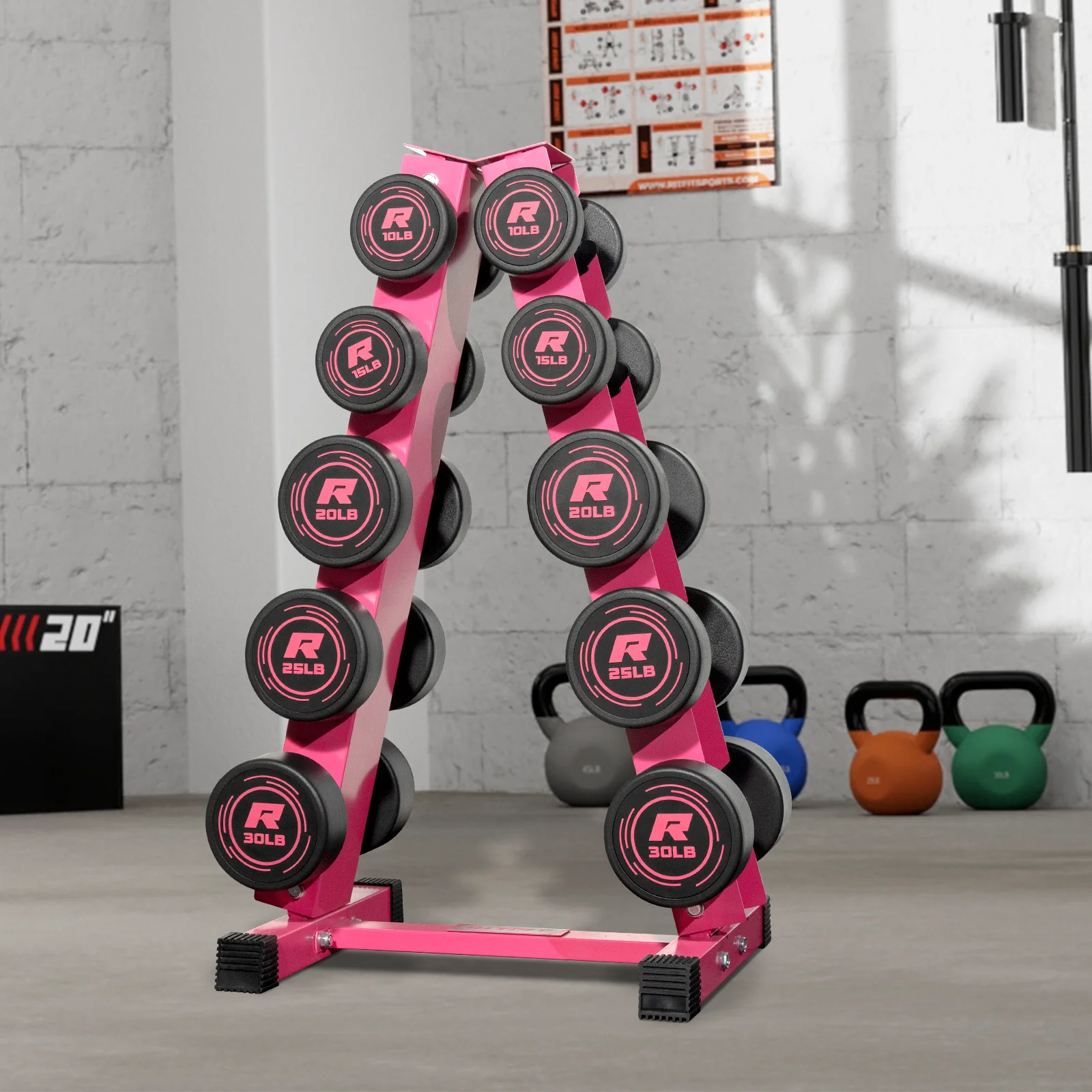 RitFit Pink PVC-Coated Round Dumbbells in Pairs - Image 9