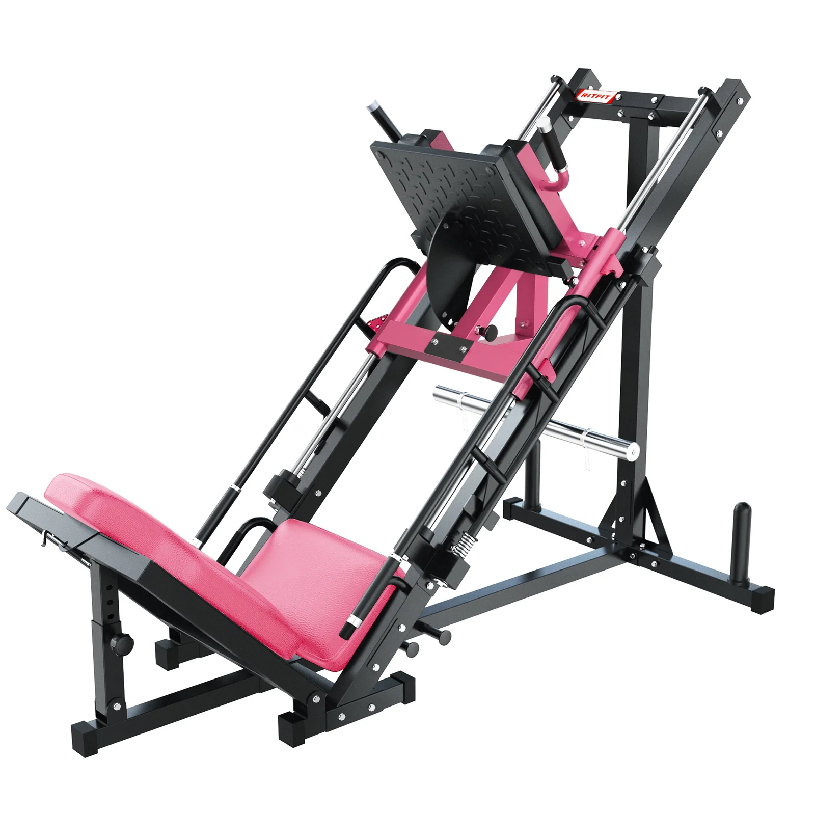 RitFit BLP01 45 Degree 3-In-1 Leg Press Hack Squat and Calf Raise Machine - Pink - Image 3