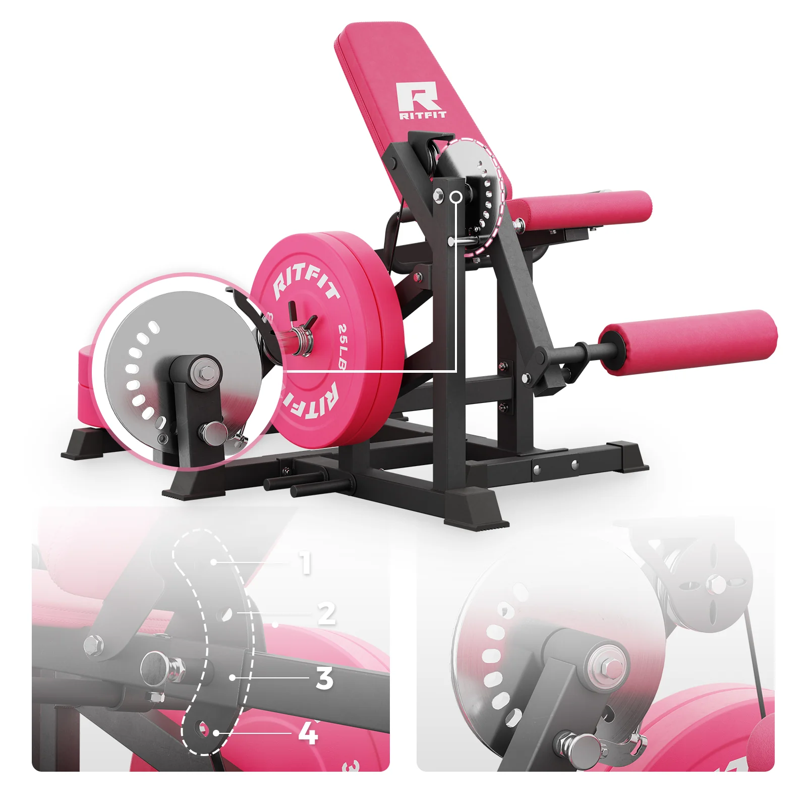 RitFit Pink PLC01 Leg Extension Curl Machine - Image 6