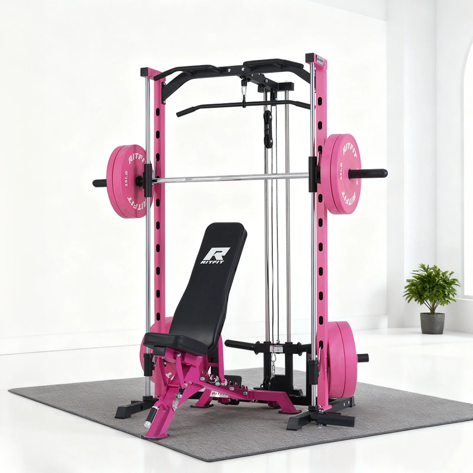 RitFit PSR05 2.0 Pink Smith Machine Package with LAT-Pull Down Attachments - Image 9