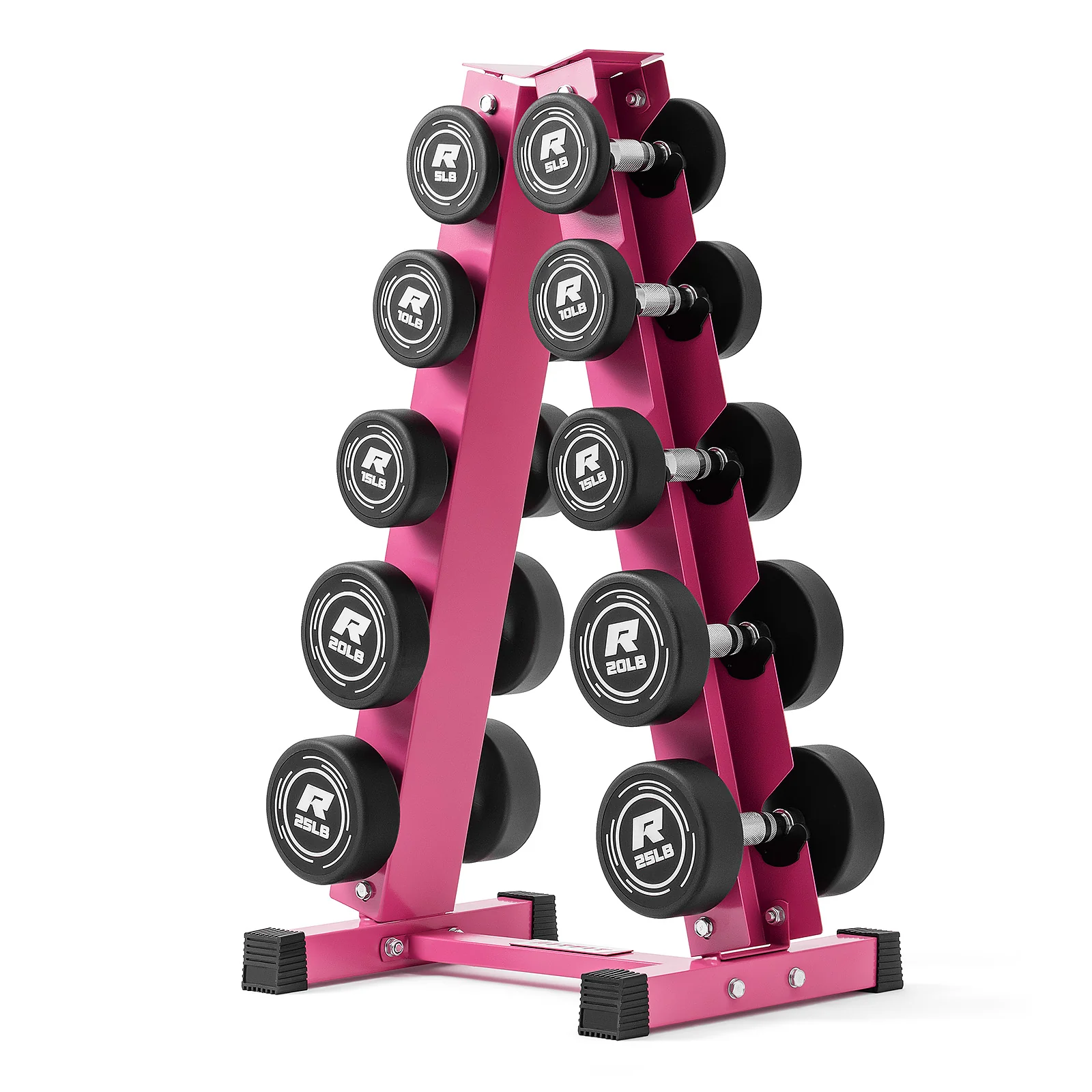 RitFit PVC-Coated Round Dumbbells Set with Rack - Image 11
