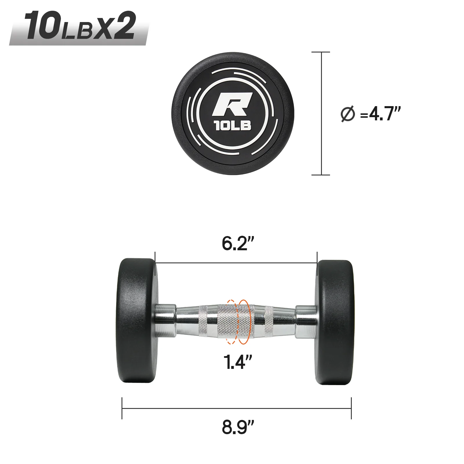 RitFit PVC-Coated Round Dumbbells Set with Rack - Image 18