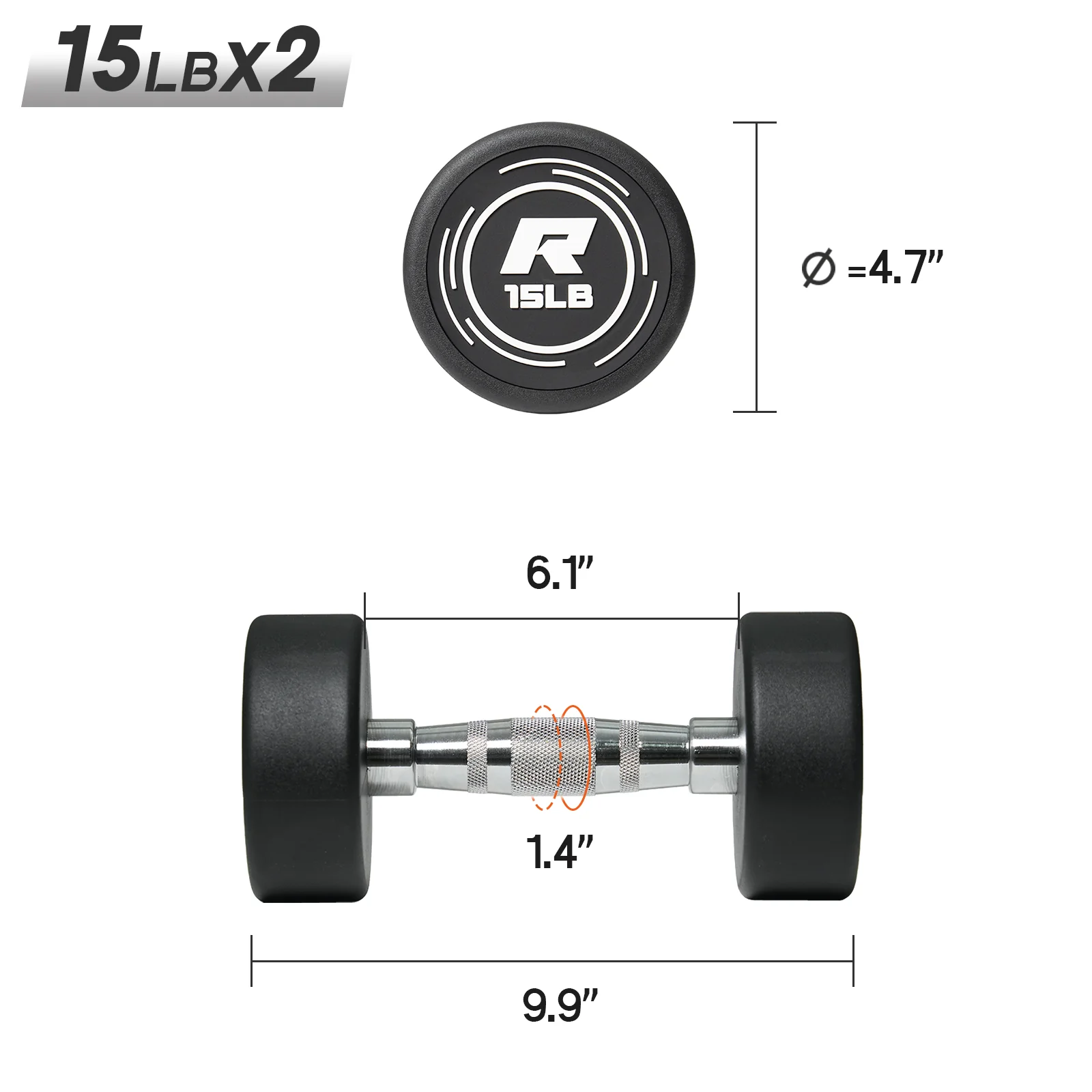 RitFit PVC-Coated Round Dumbbells Set with Rack - Image 19