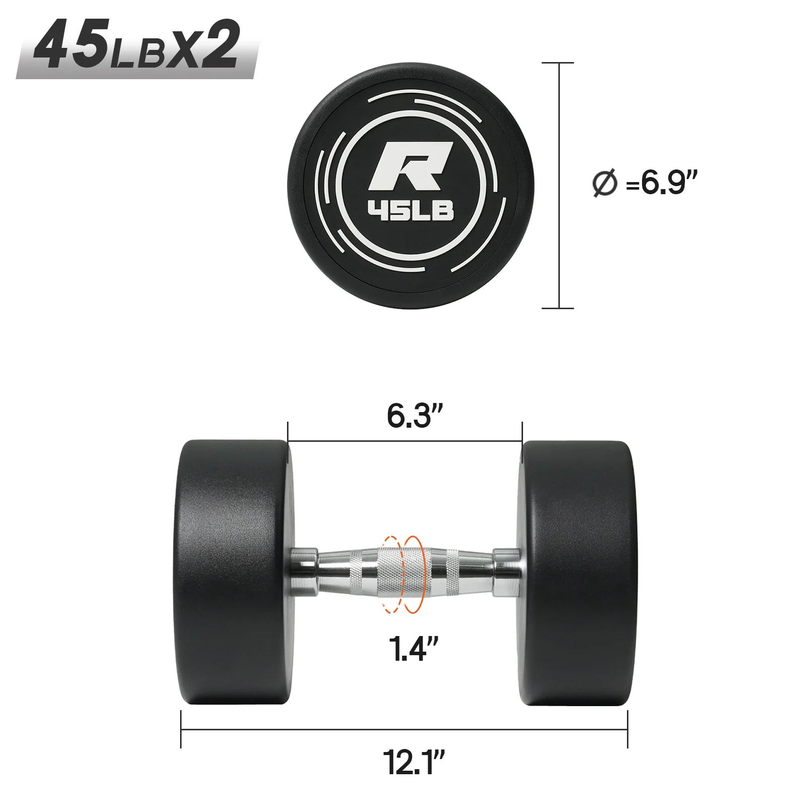 RitFit PVC-Coated Round Dumbbells Set with Rack - Image 25