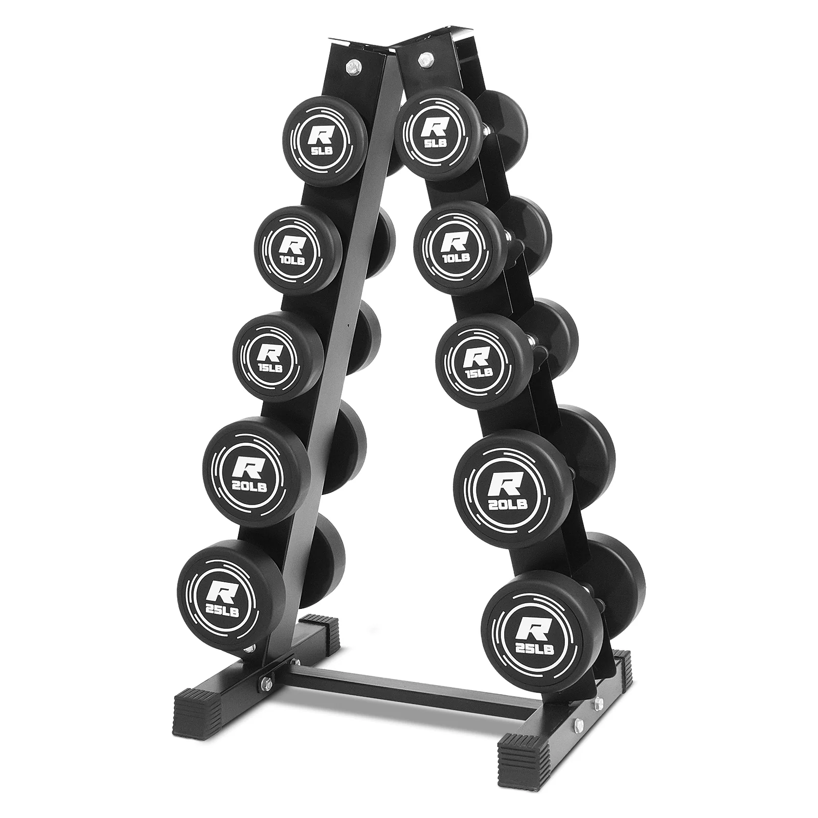 RitFit PVC-Coated Round Dumbbells Set with Rack - Image 9