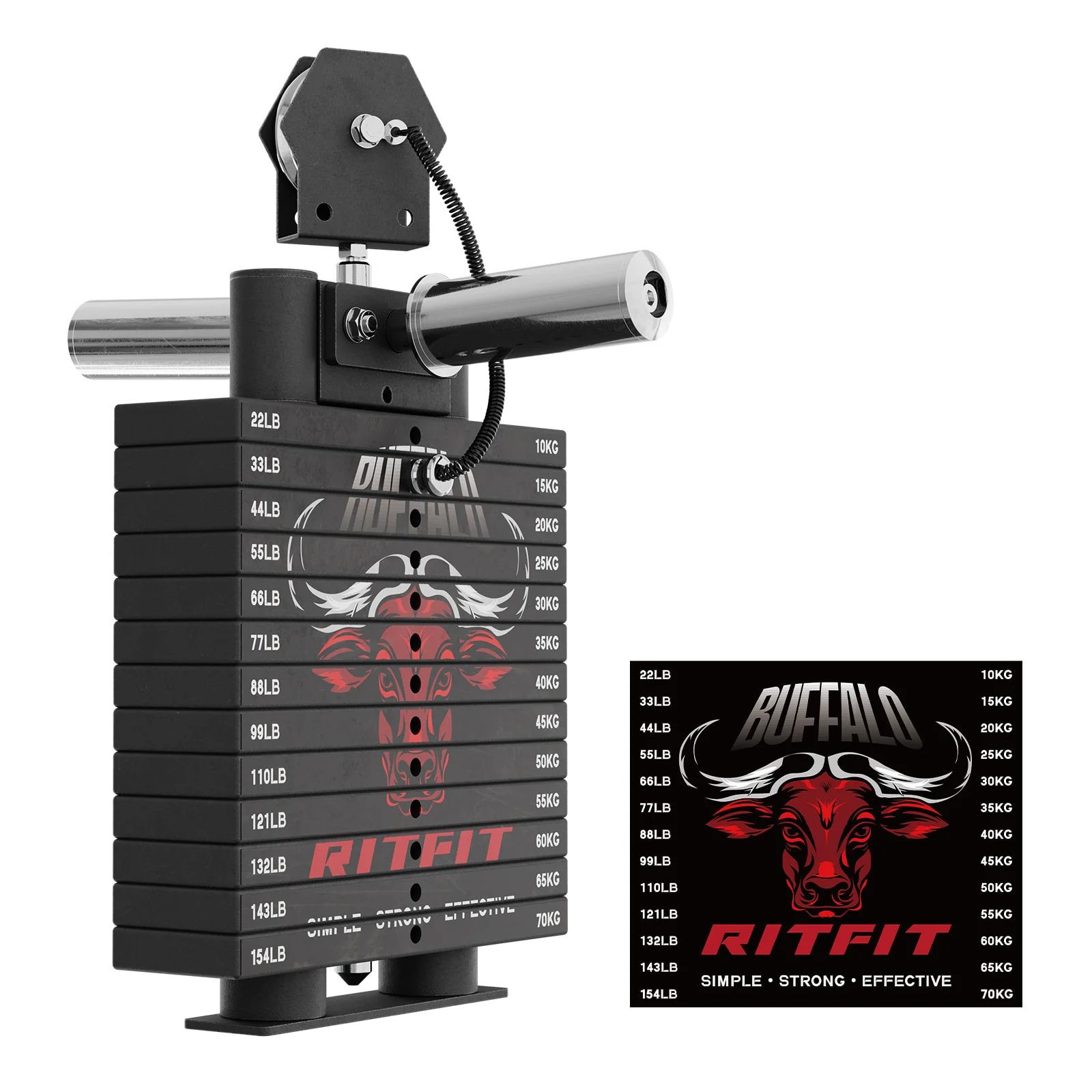 RitFit WSBFL Weight Stack Set 286lbs for Buffalo - Image 6